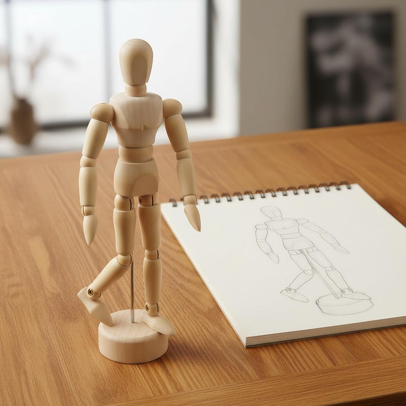 SHINEOFI Wood Manikin 3-Pack Articulated Drawing Figures with Display Stands - Poseable Wooden Artist Mannequins for Sketching DIY Painting and Home Art Decor - Image 4